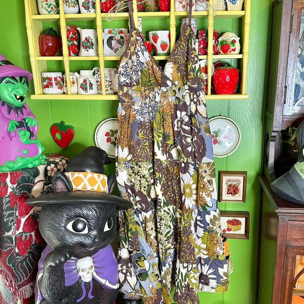 plus size y2k fairycore cottagecore boho brown floral print tiered maxi dres